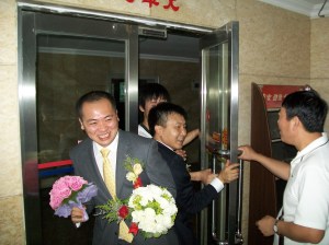 The lads fighting and bribing their way through the first door